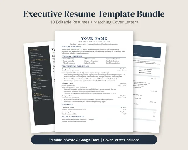 Executive Resume Bundle – Resume Templates by SpoonfulOfCalmStudio