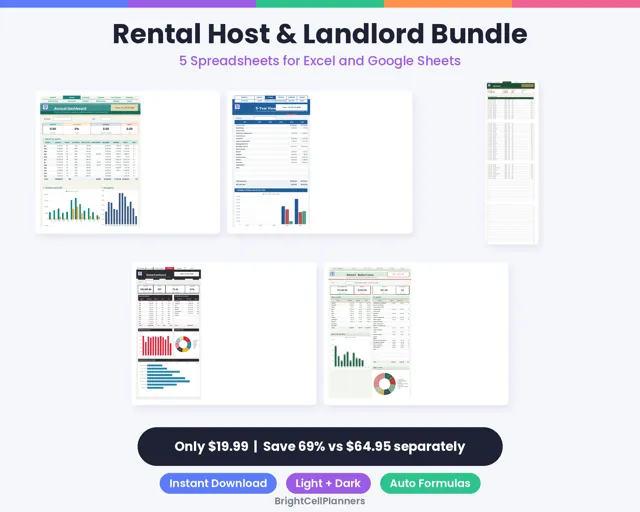 Rental Host and Landlord Spreadsheet Bundle – Spreadsheets by BrightCellPlanStudio